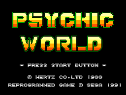Psychic World title screen for Sega Master System